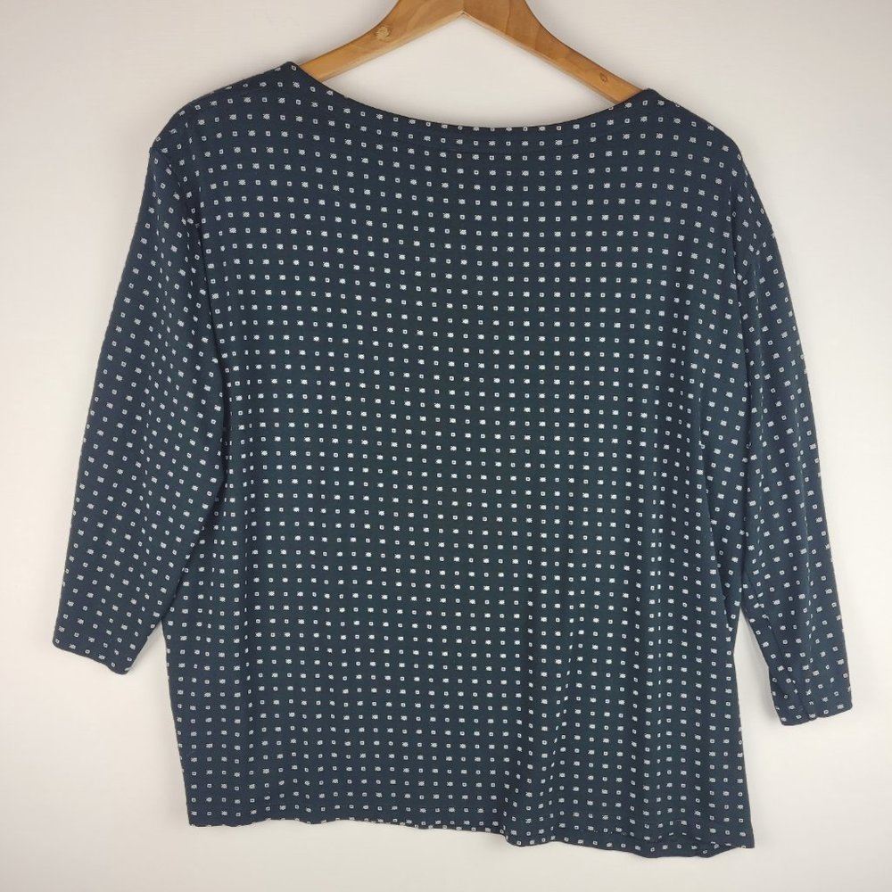 J Jill Wearever Collection Top Women Large Black Tunic Short Flowy Boat Neck - Picture 5 of 11